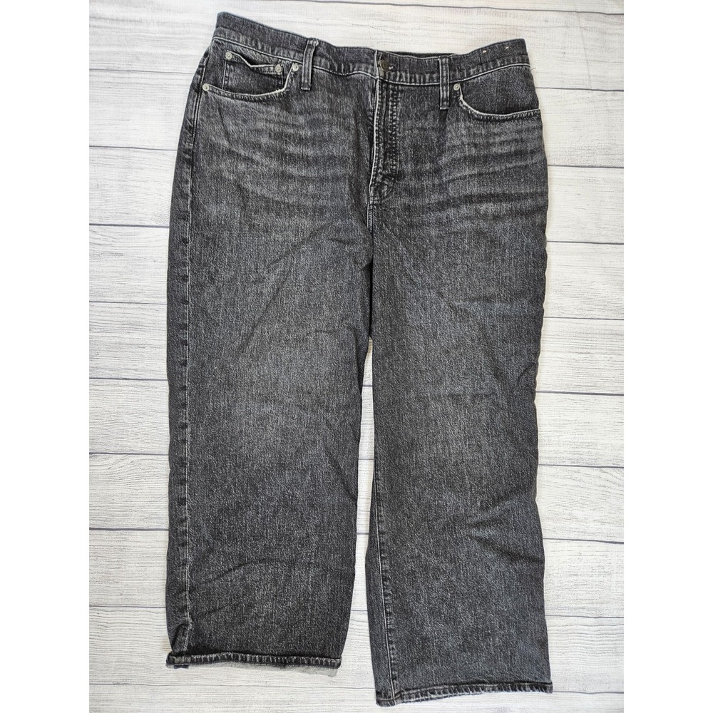Madewell The Perfect Vintage Wide Leg Crop Jeans Women's Size 33 Black High Rise